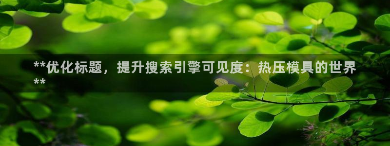 易倍电竞安装教程：**优化标题，提升搜索引擎可见度：热压
